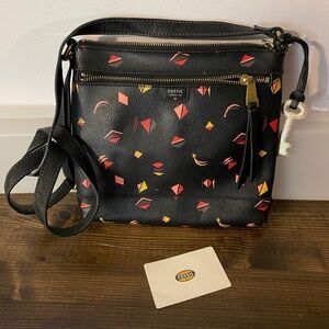 Fossil abstract triangles Crossbody black